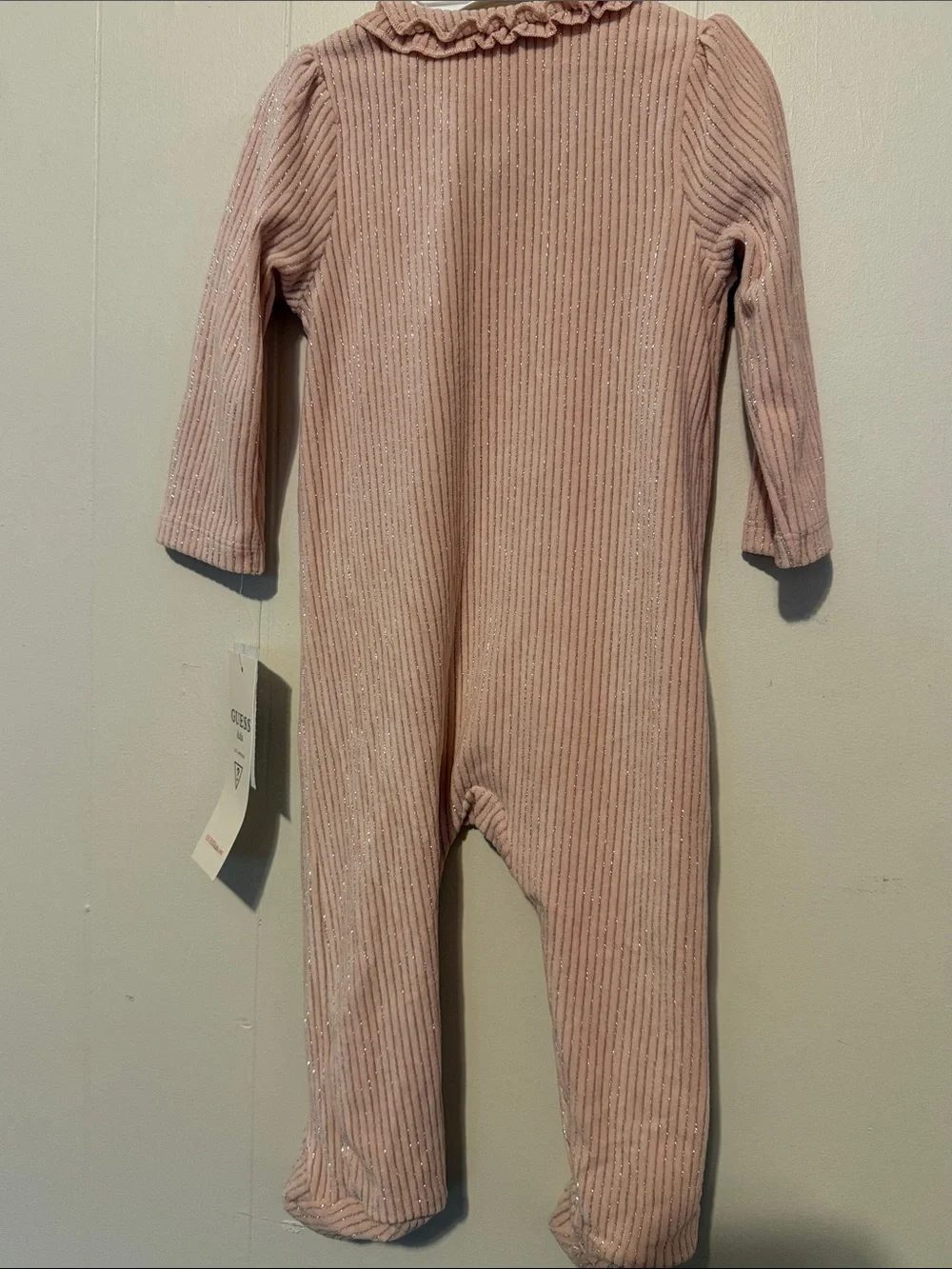 GUESS Pink Ribbed Bow Footed One-Piece
